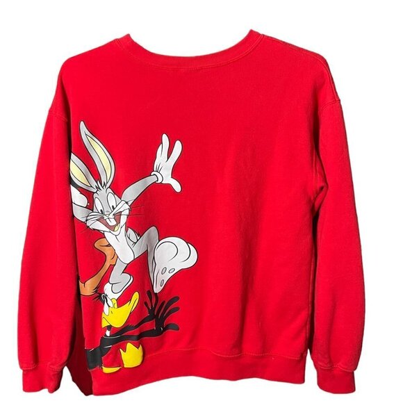 Looney Tunes Multi Characters Graphic Long Sleeve Pullover Red Sweatshirt Kids L - Picture 2 of 7